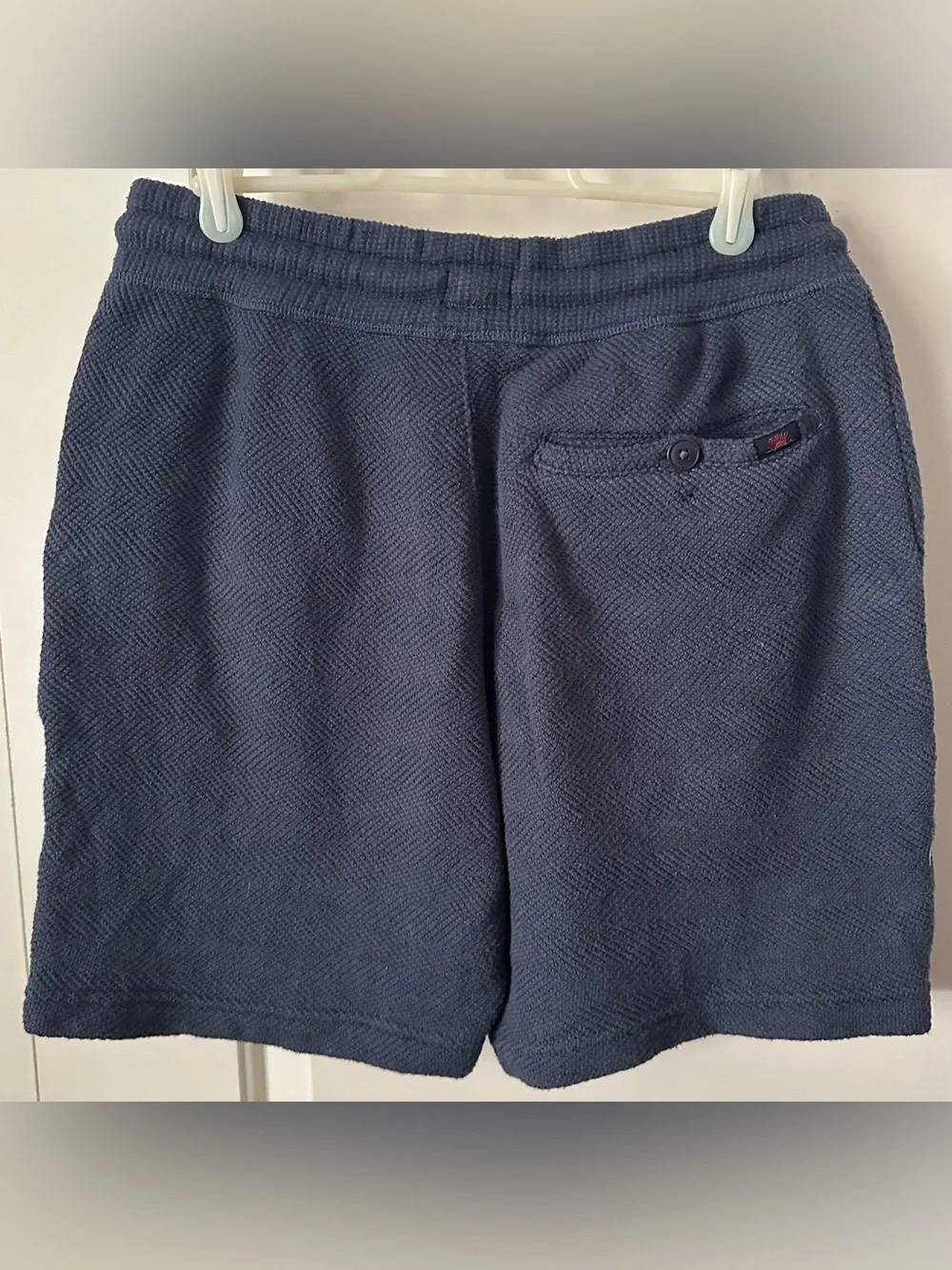 Faherty Whitewater Shorts Mens Small Organic Cotton Navy Drawstring Textured
